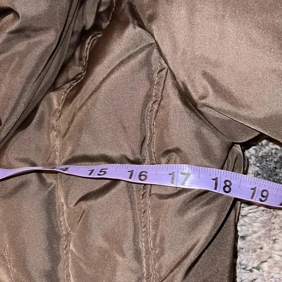 Coffee shop chocolate brown puffer down  jacket Sz L - Picture 9 of 16